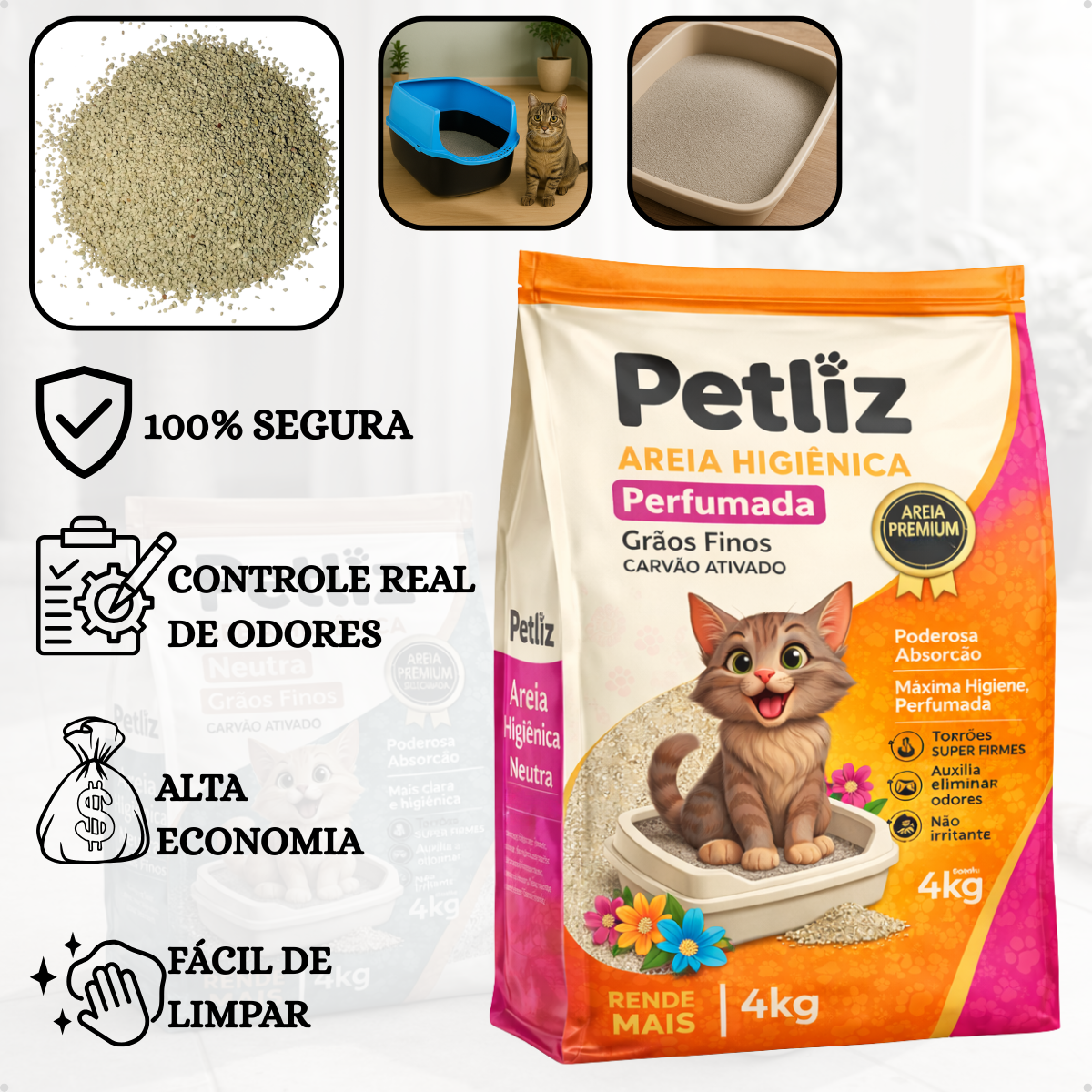 Areia Higiênica Petliz para Gatos – 4 kg - Imagem 7