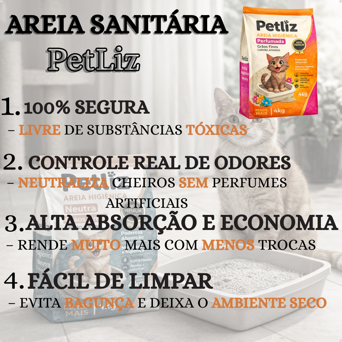 Areia Higiênica Petliz para Gatos – 4 kg - Imagem 8