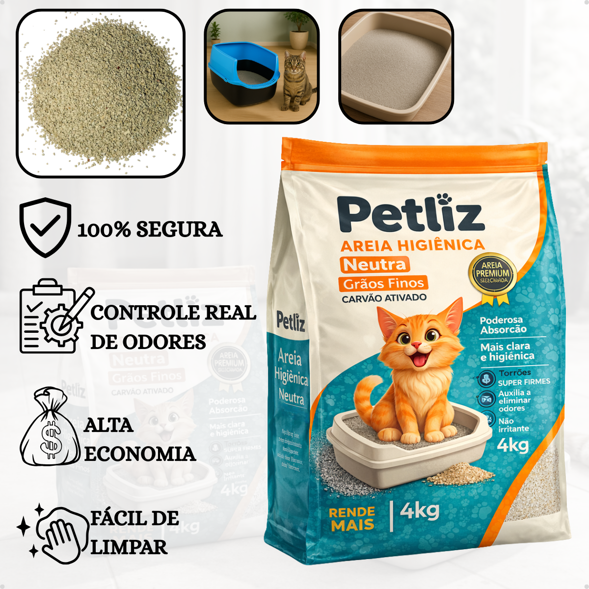 Areia Higiênica Petliz para Gatos – 4 kg - Imagem 3