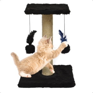 Arranhador para Gatos com Duas Bases e Brinquedos Suspensos