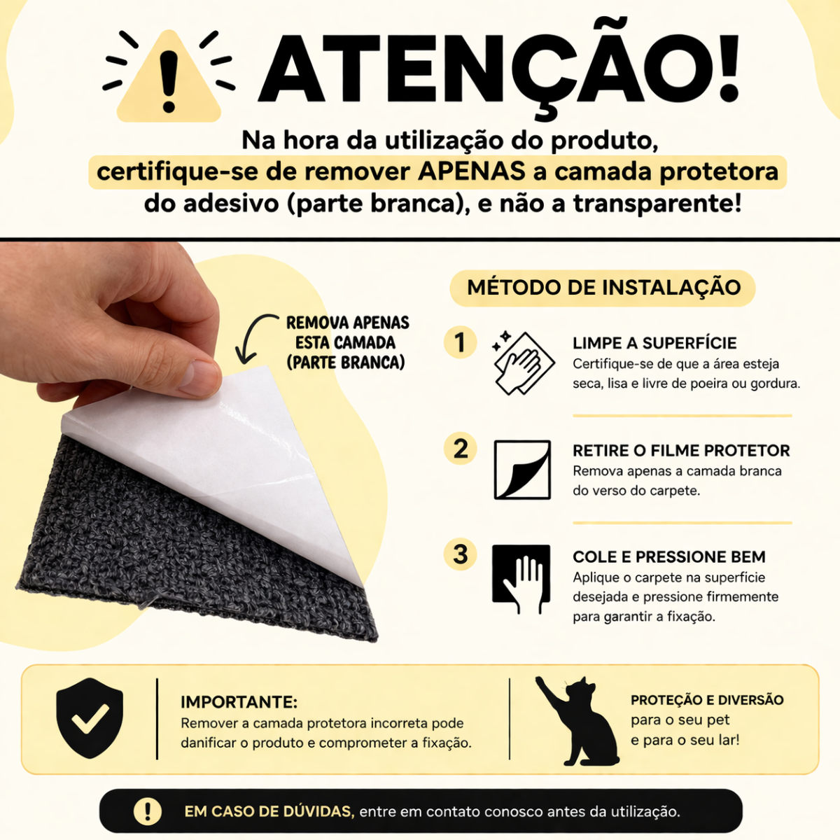 Carpete Adesivo Arranhador para Gatos e Protetor de Sofá - Imagem 2