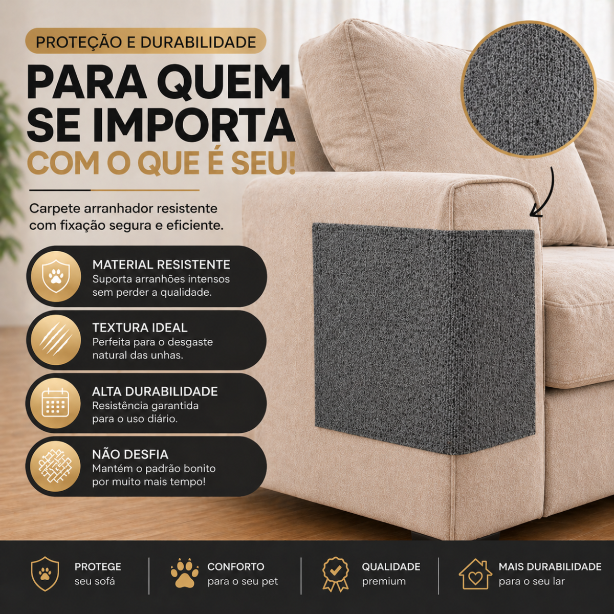Carpete Adesivo Arranhador para Gatos e Protetor de Sofá - Imagem 8