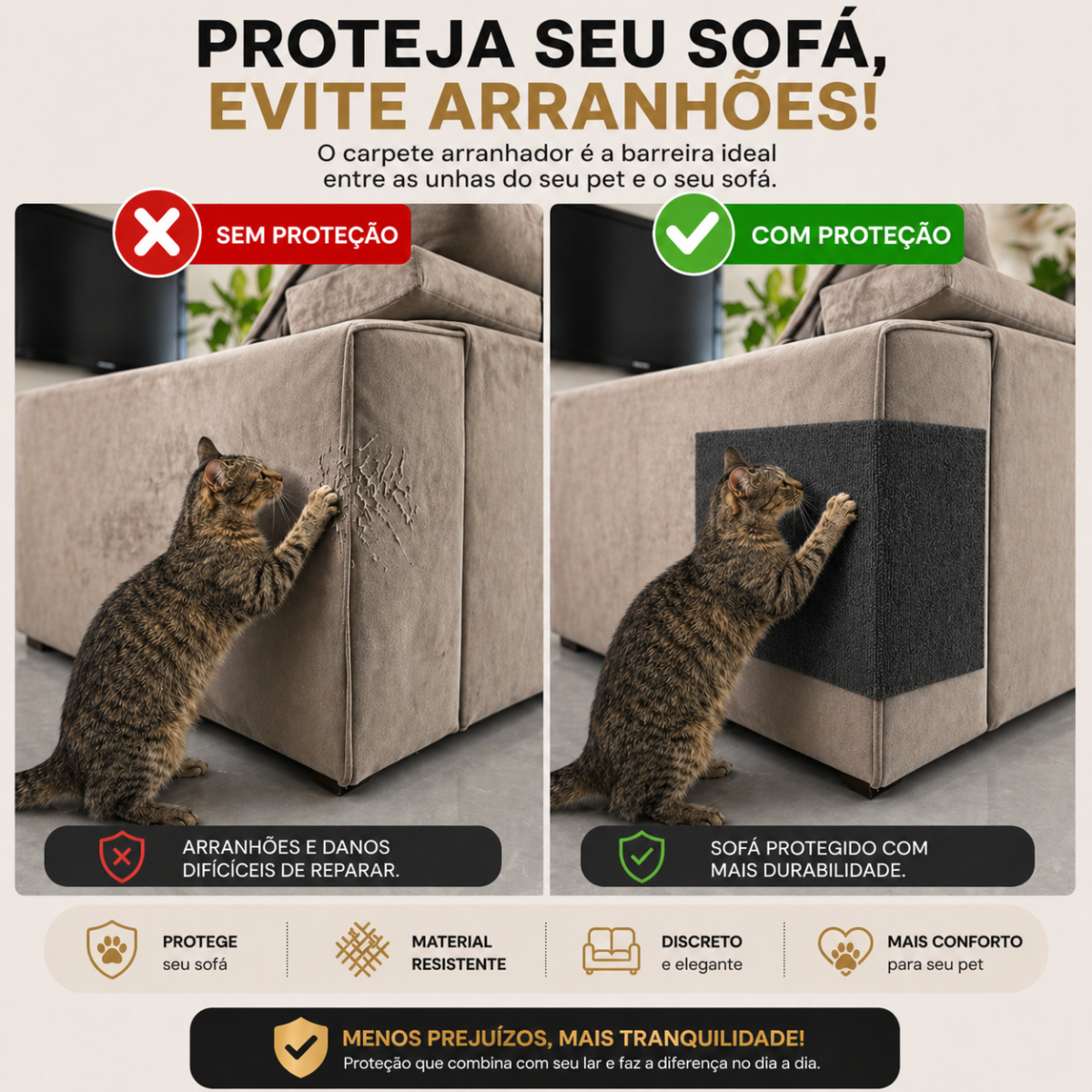 Carpete Adesivo Arranhador para Gatos e Protetor de Sofá - Imagem 9