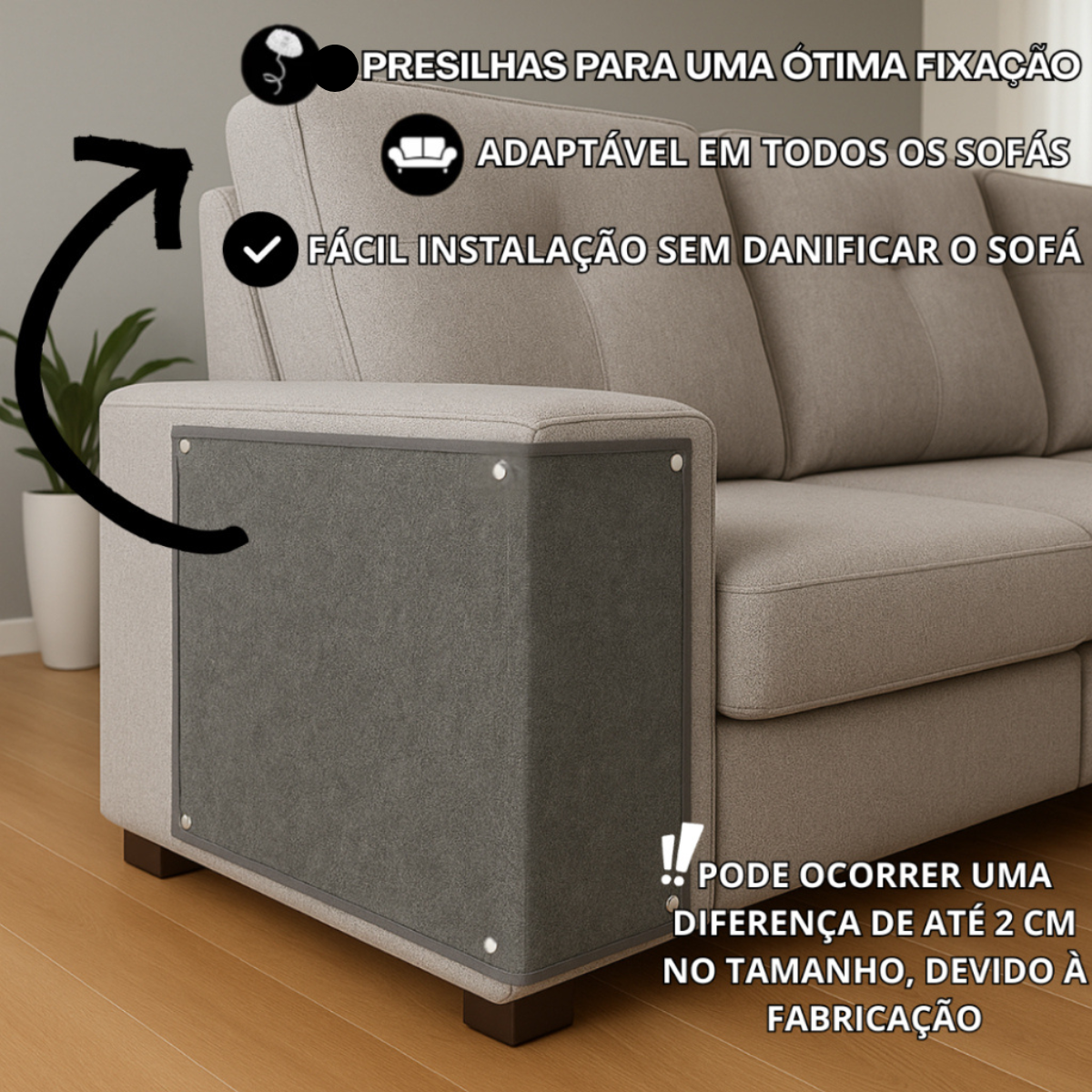 Carpete Arranhador Protetor de Sofá para Gatos com Presilhas - Imagem 6