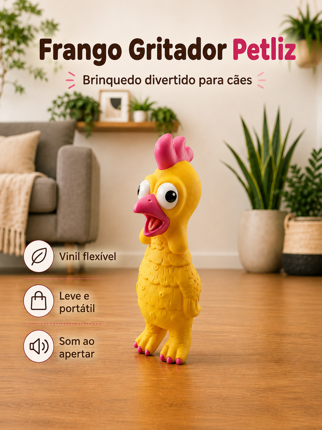 Galo Rey Gritador Petliz – Brinquedo para Cães - Imagem 3
