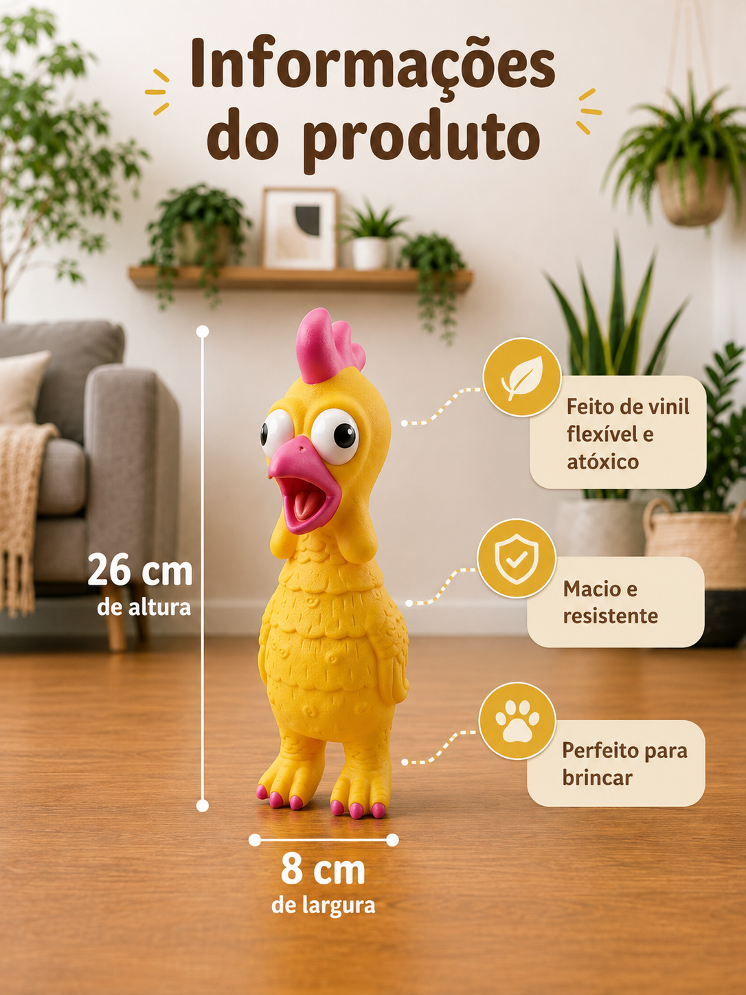 Galo Rey Gritador Petliz – Brinquedo para Cães - Imagem 4