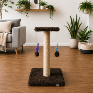Arranhador para Gatos com Duas Bases e Brinquedos Suspensos