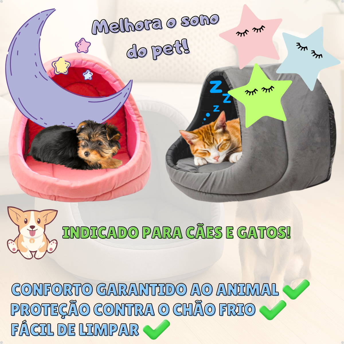 Toca Iglu Pet Acolchoada para Cães e Gatos - Imagem 4