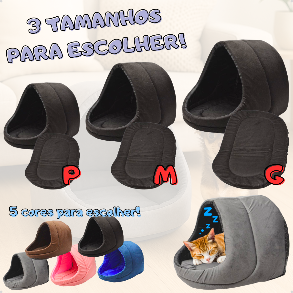 Toca Iglu Pet Acolchoada para Cães e Gatos - Imagem 5