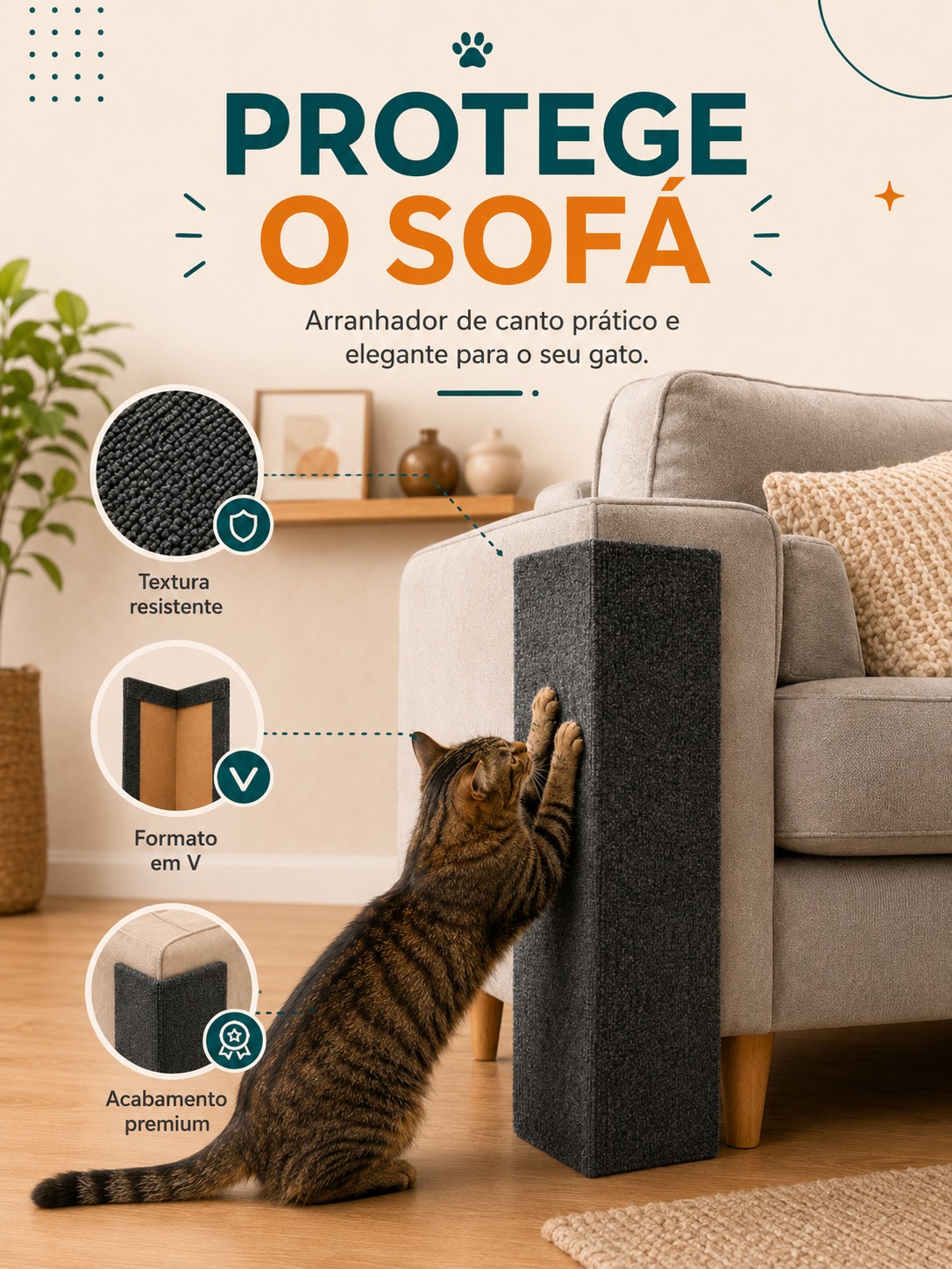 Arranhador de Canto para Sofá para Gatos – 55 cm - Imagem 3