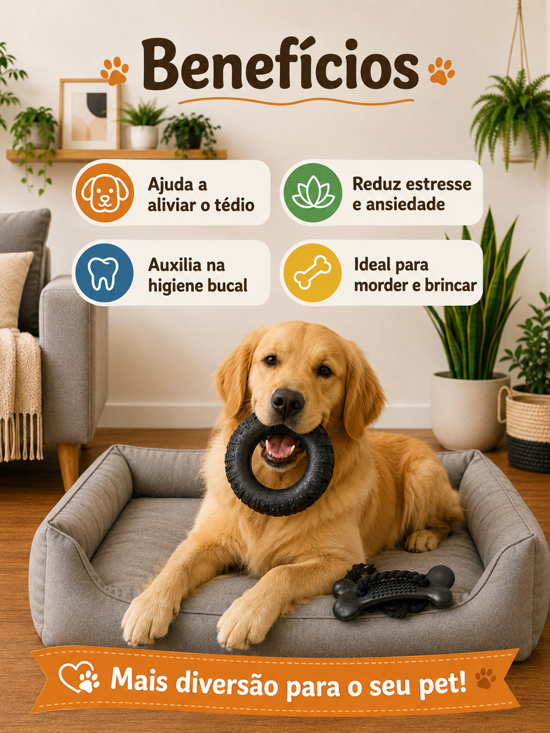 Kit Pneu de Borracha + Ossinho Mordedor para Cães – Tamanho G - Imagem 5