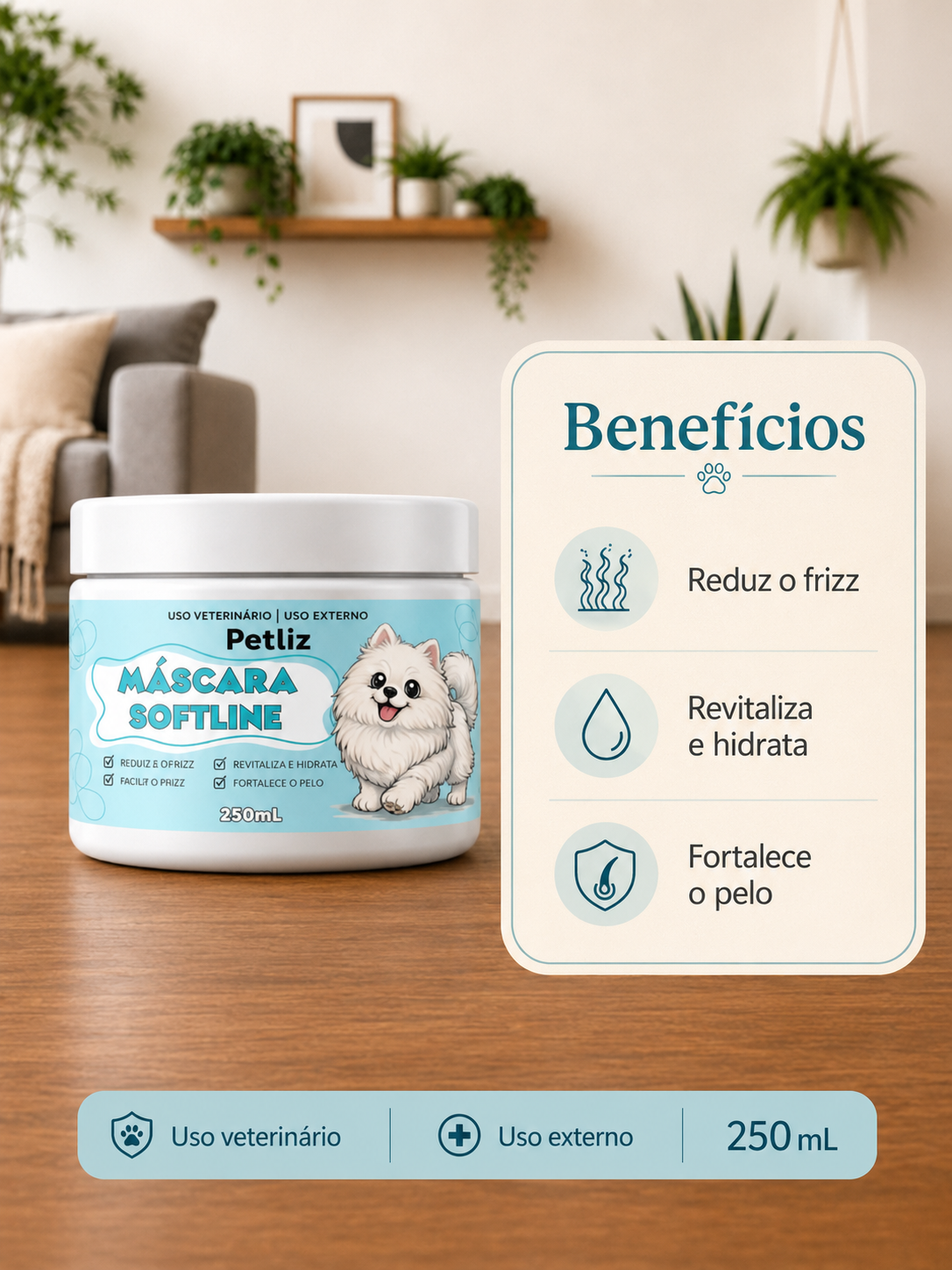 Petliz Máscara Softline 250ml – Hidratação, Brilho e Maciez para os Pelos - Imagem 3