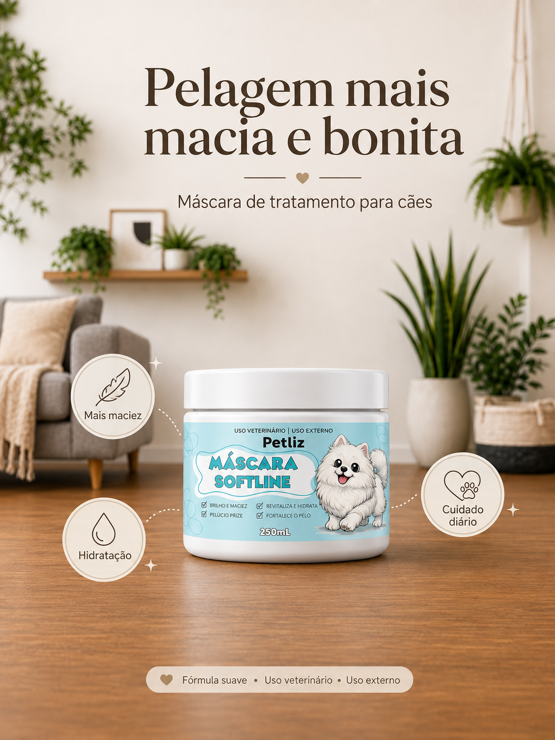 Petliz Máscara Softline 250ml – Hidratação, Brilho e Maciez para os Pelos - Imagem 4