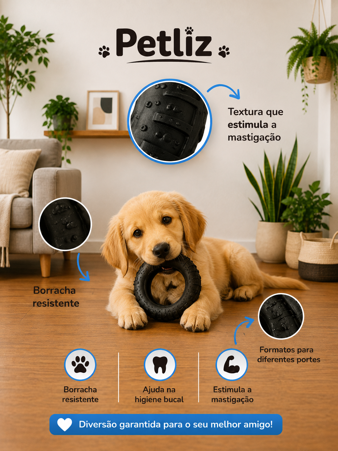 Brinquedo Pneu de Borracha Resistente para Cães - Imagem 3