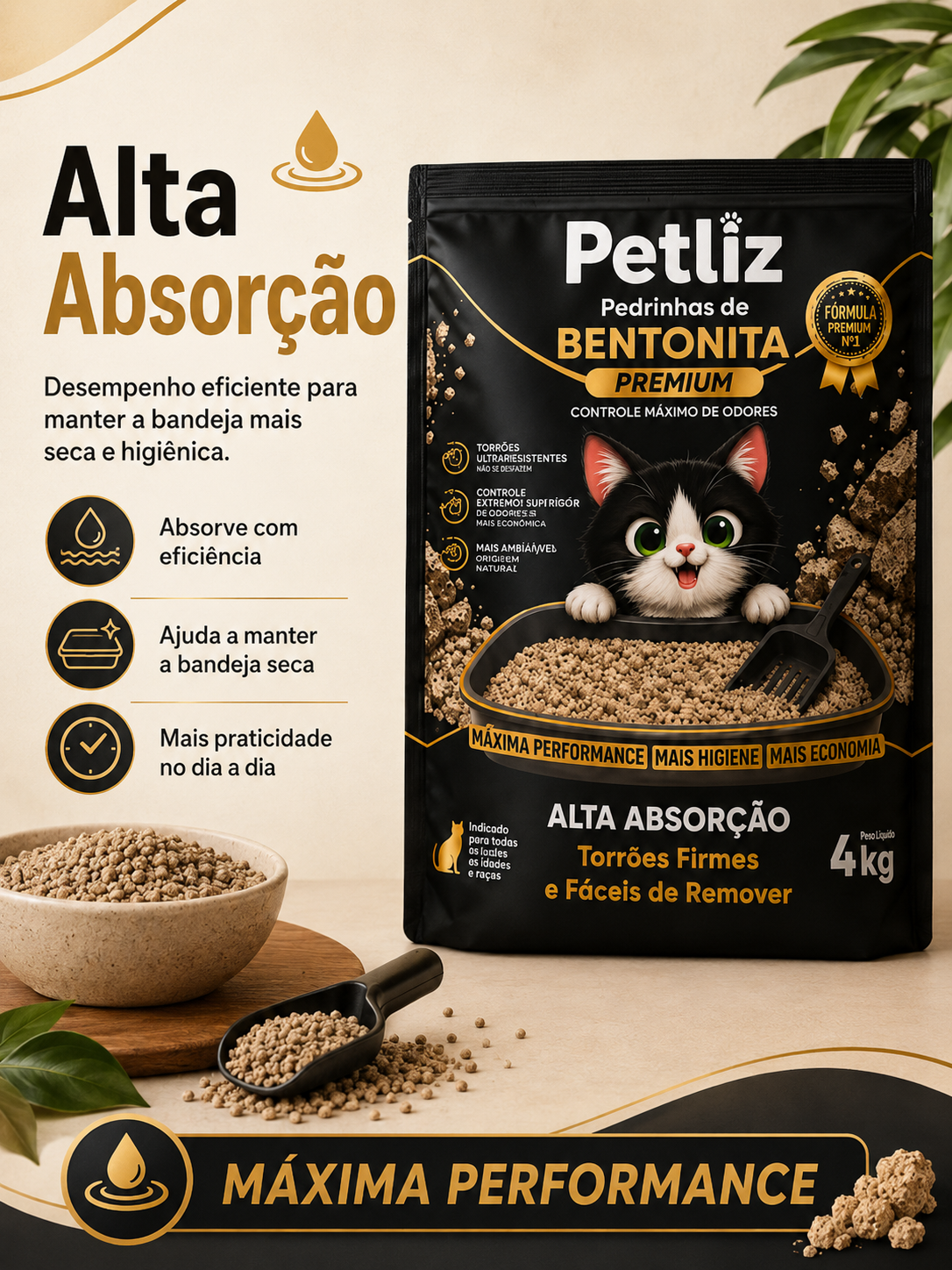 Areia Petliz Bentonita Premium 4kg - Imagem 3