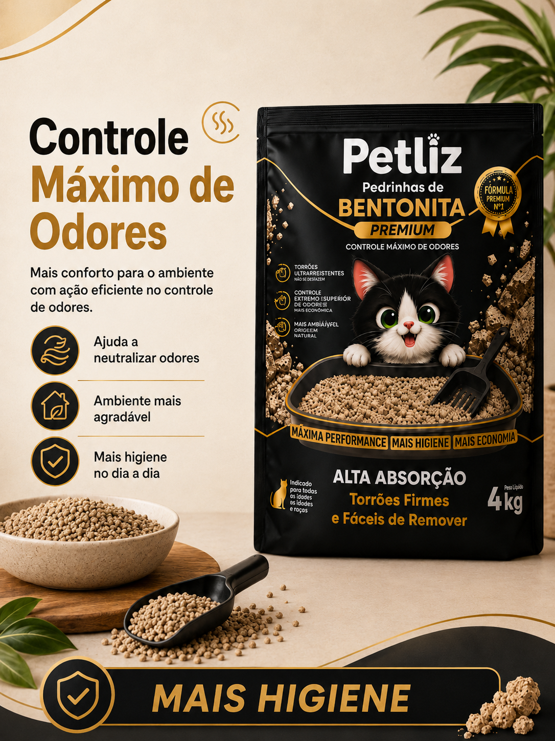 Areia Petliz Bentonita Premium 4kg - Imagem 4