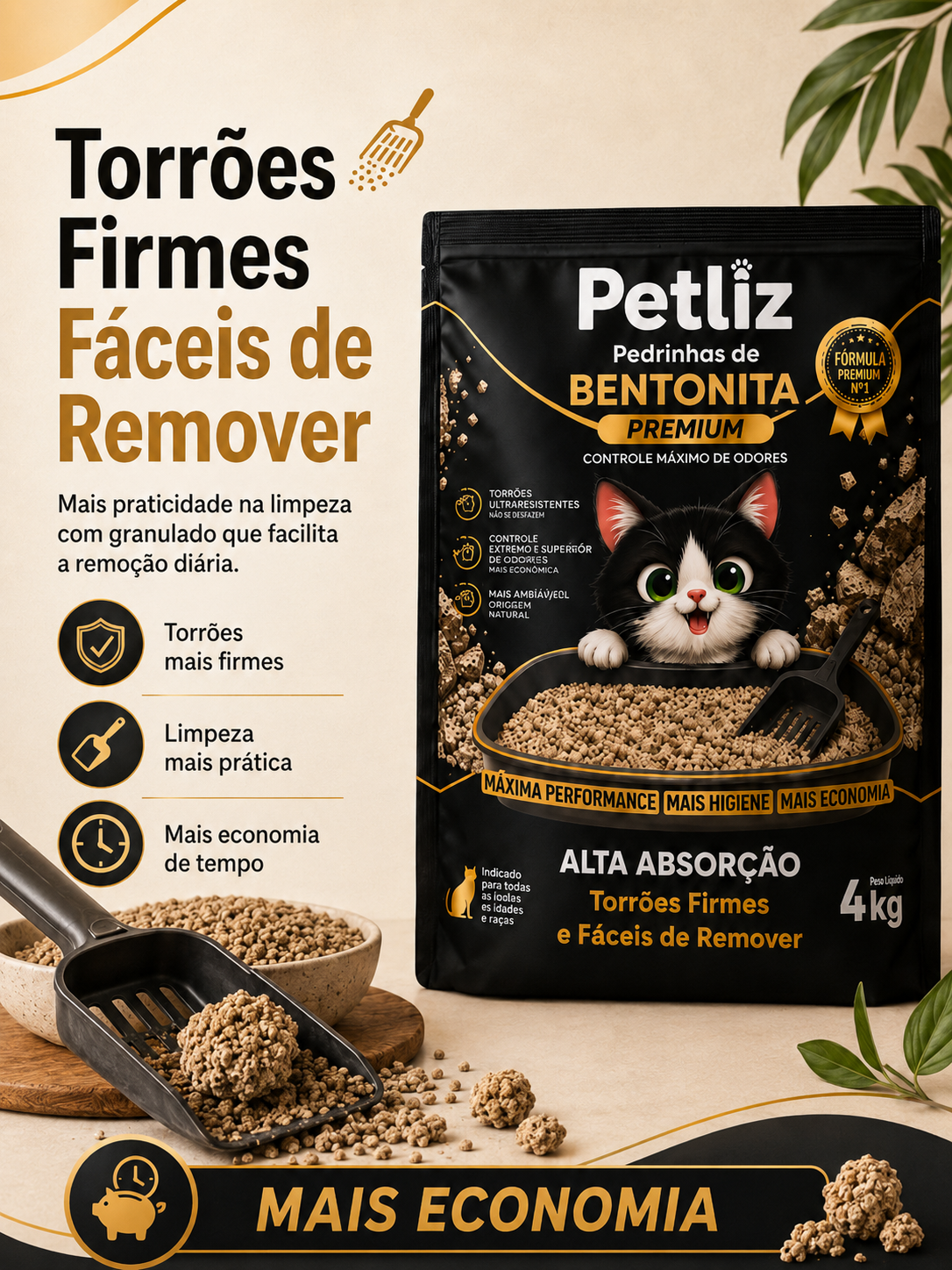 Areia Petliz Bentonita Premium 4kg - Imagem 5
