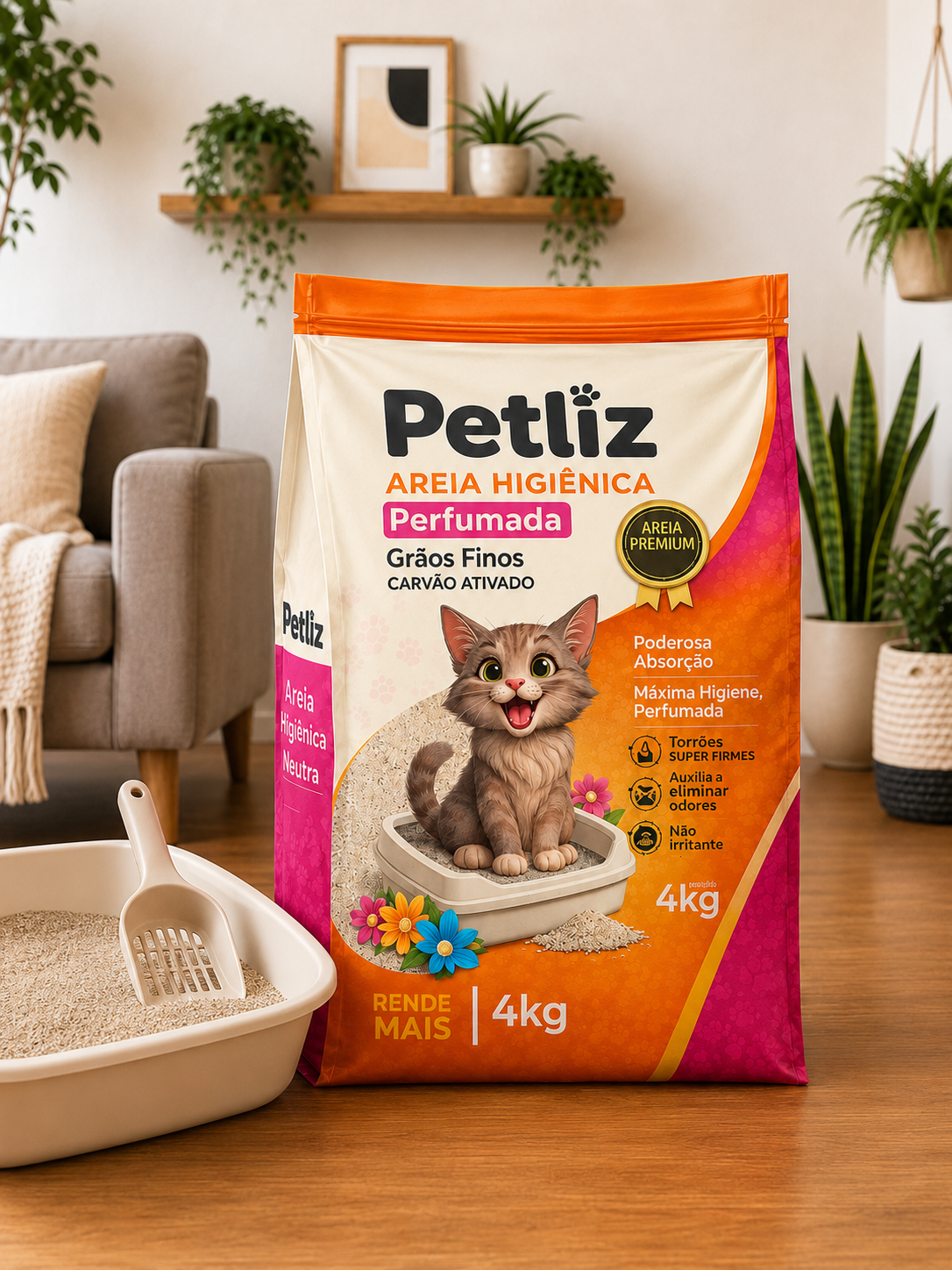 Areia Petliz Perfumada Grãos Finos 4kg - Imagem 2