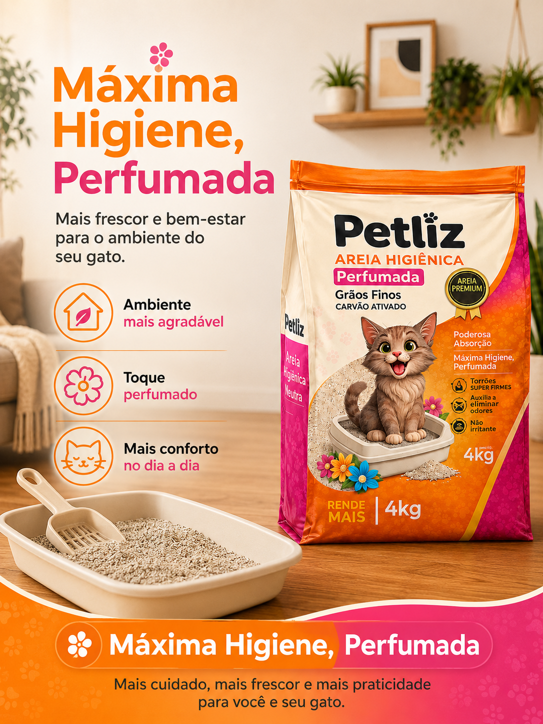 Areia Petliz Perfumada Grãos Finos 4kg - Imagem 5