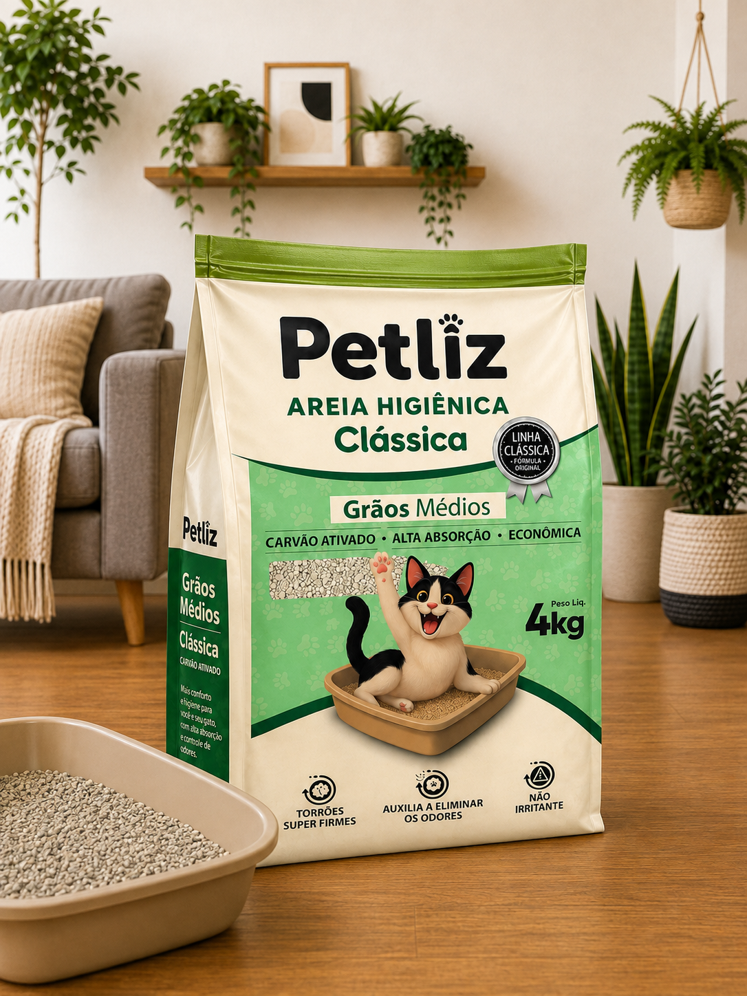 Areia Petliz Clássica Grãos Médios 4kg - Imagem 3