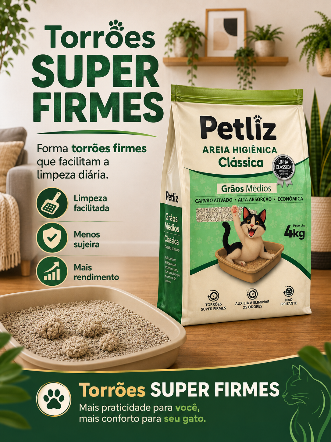 Areia Petliz Clássica Grãos Médios 4kg - Imagem 5