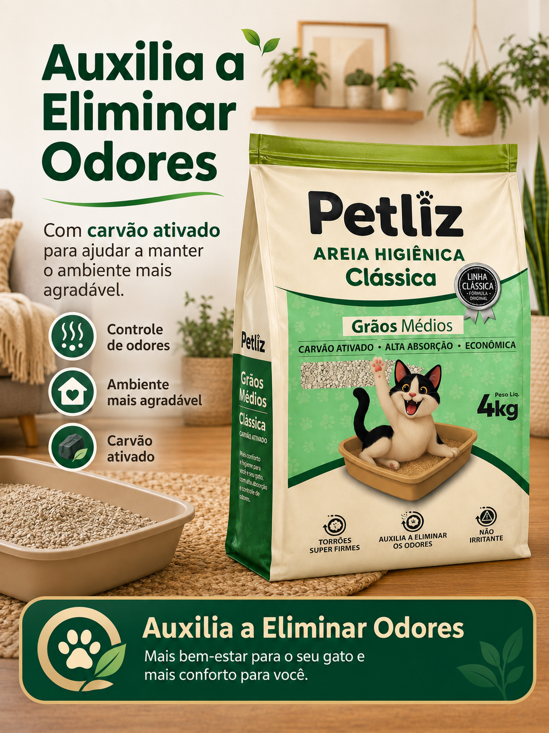 Areia Petliz Clássica Grãos Médios 4kg - Imagem 6