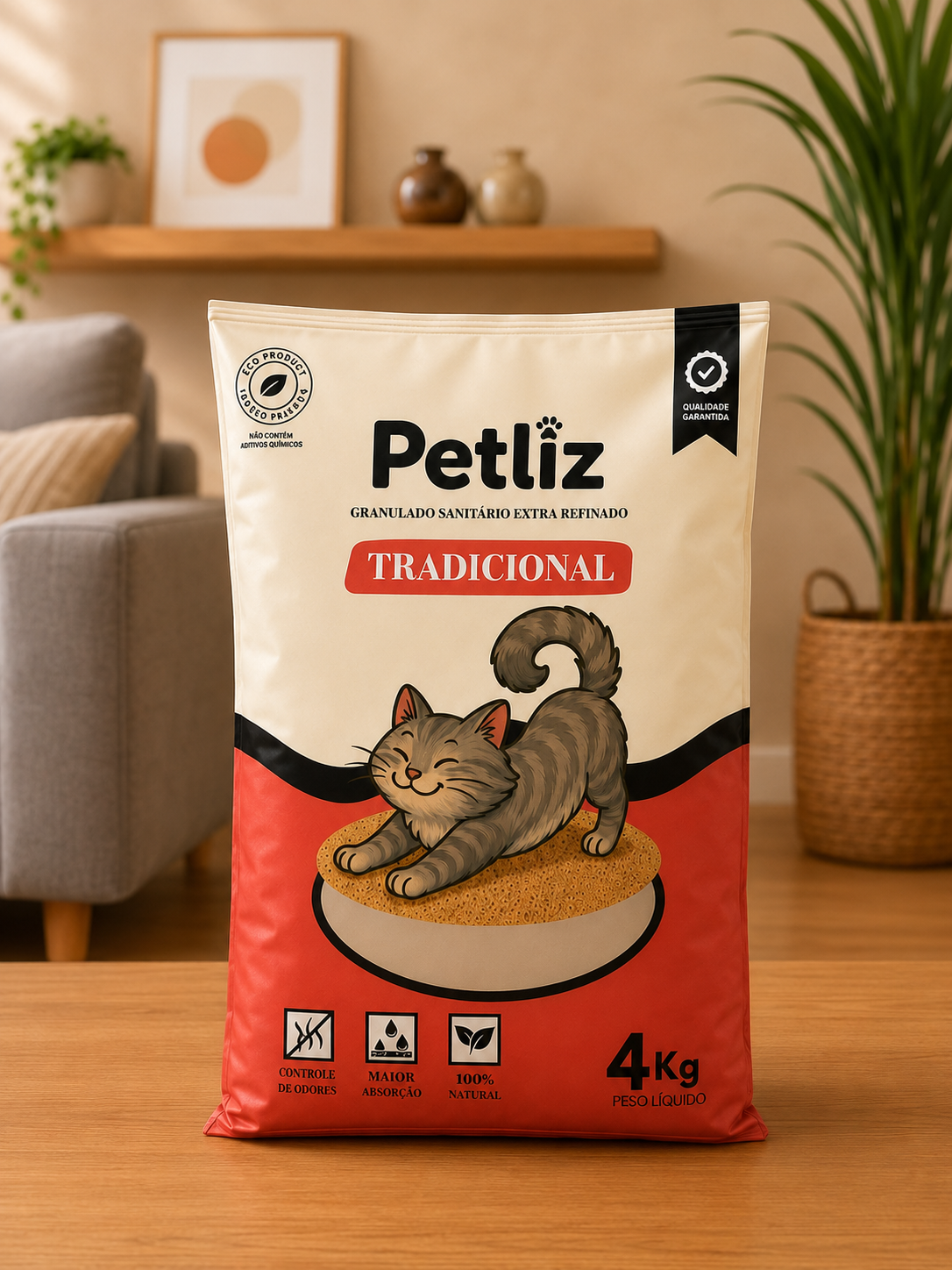 Areia Higiênica Petliz Tradicional 4 kg