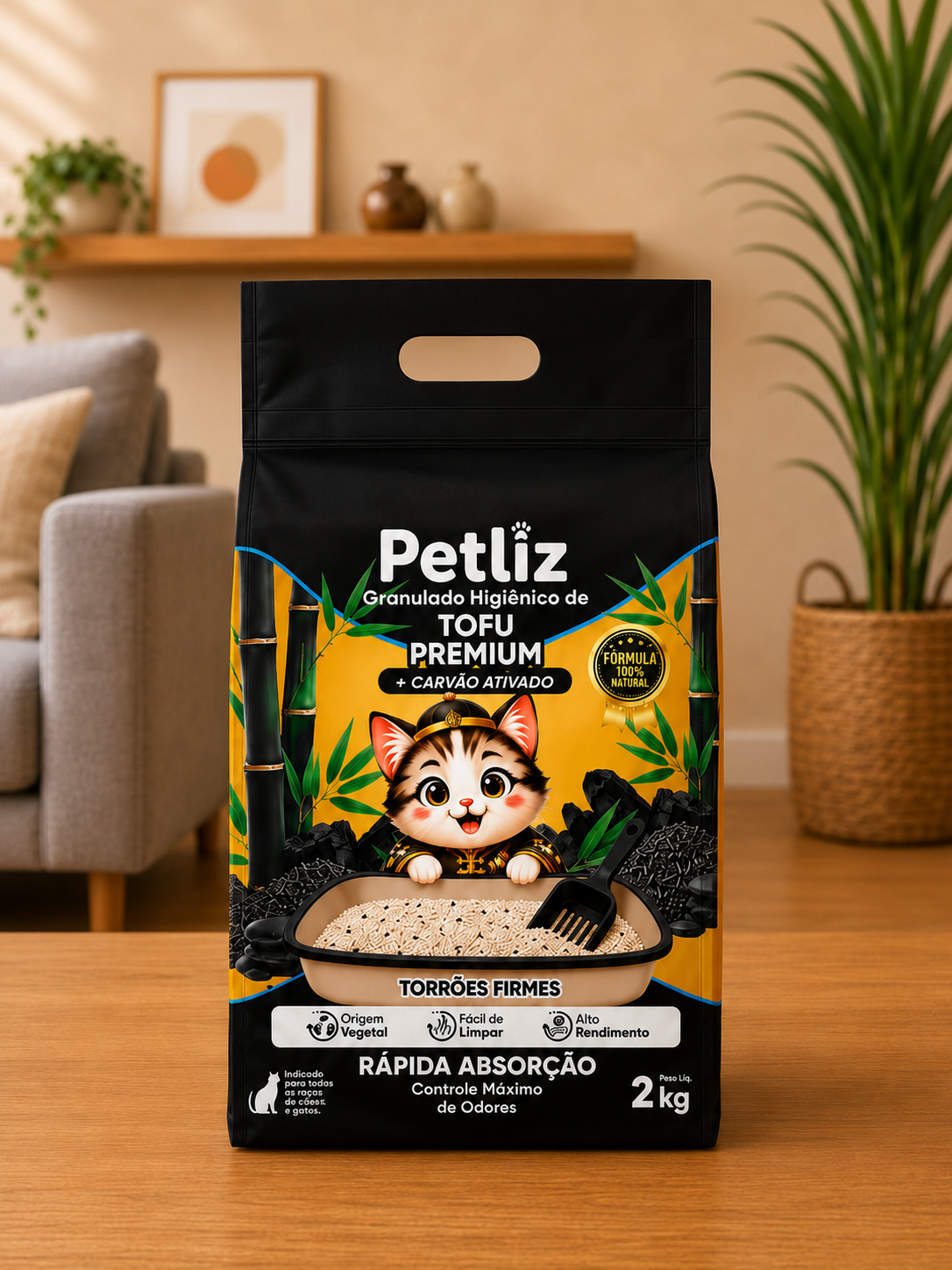 Granulado Petliz Tofu Premium + Carvão 2kg