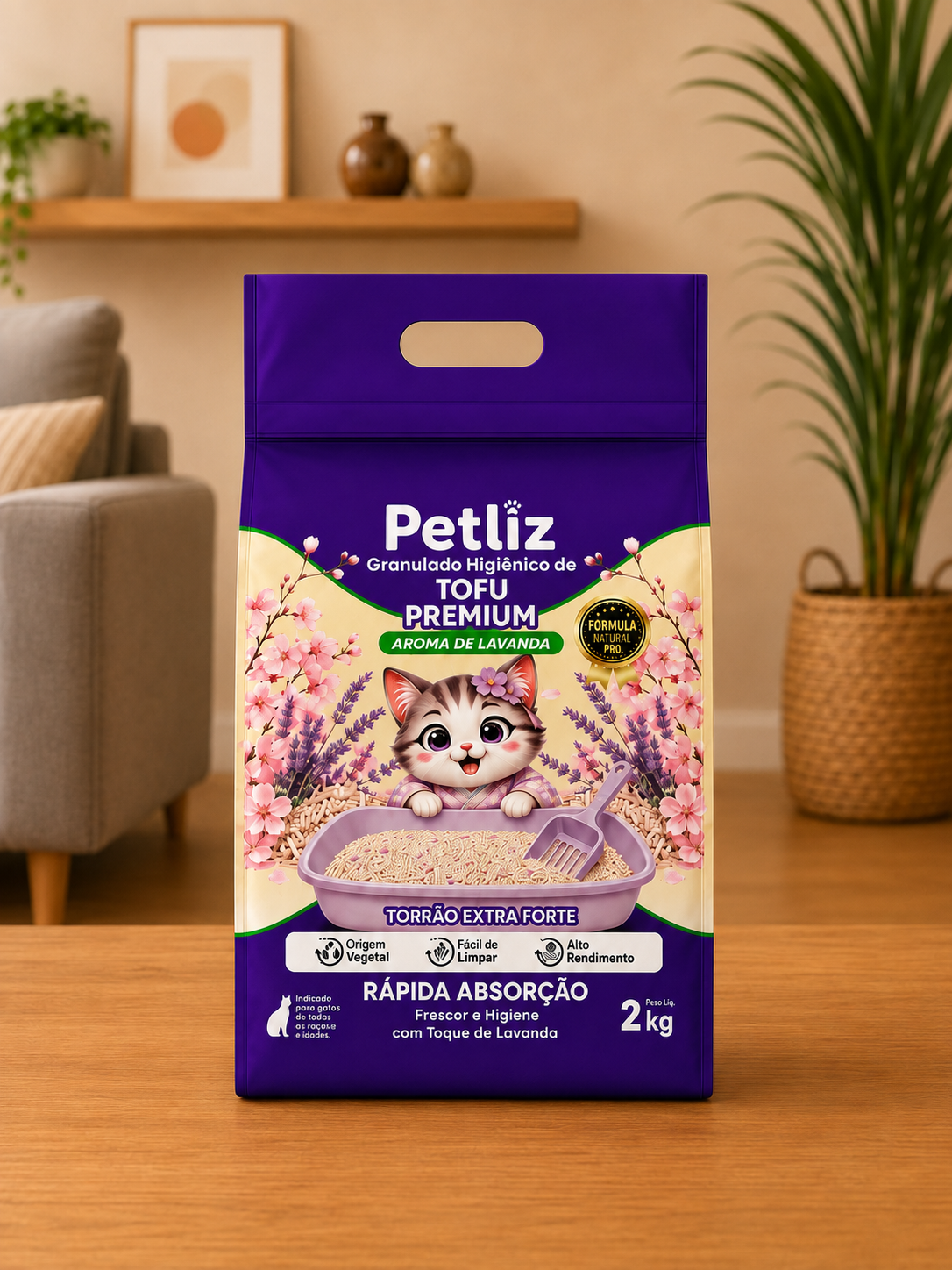 Granulado Petliz Tofu Premium Lavanda 2kg