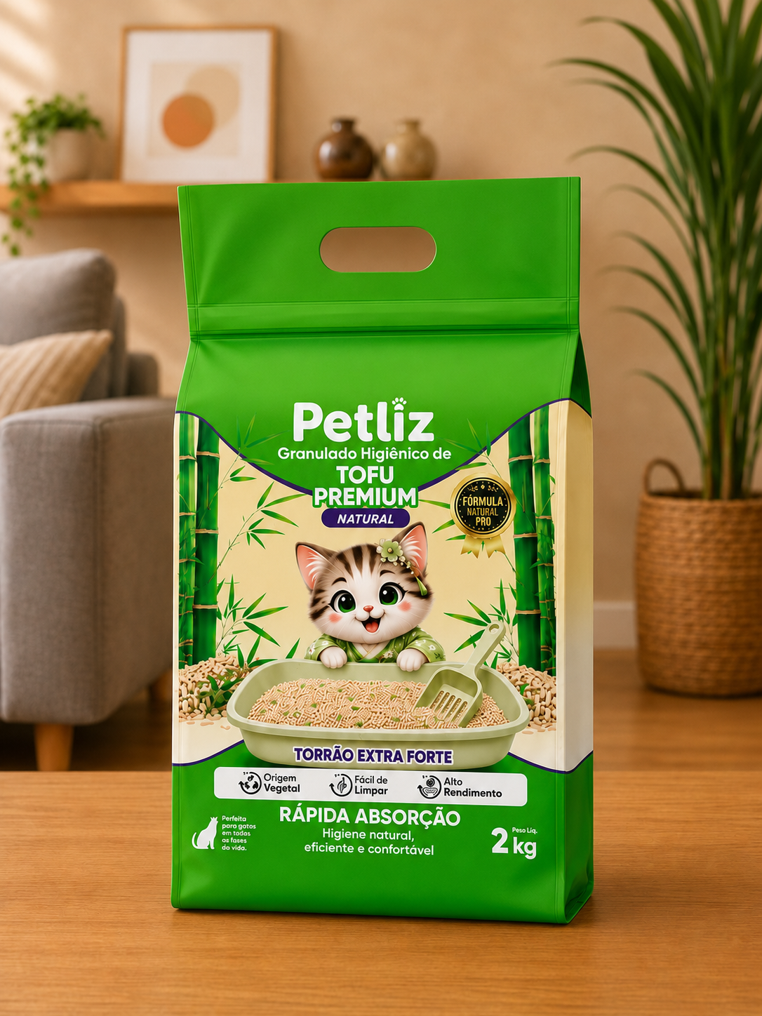 Granulado Petliz Tofu Premium Natural 2kg