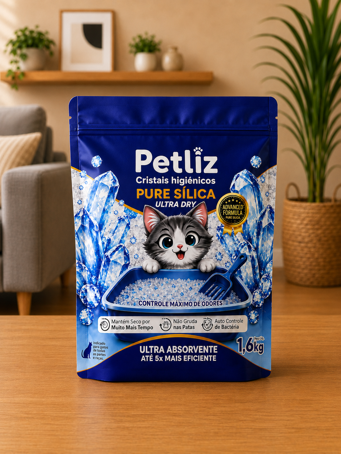 Areia Petliz Pure Sílica Ultra Dry 1,6kg