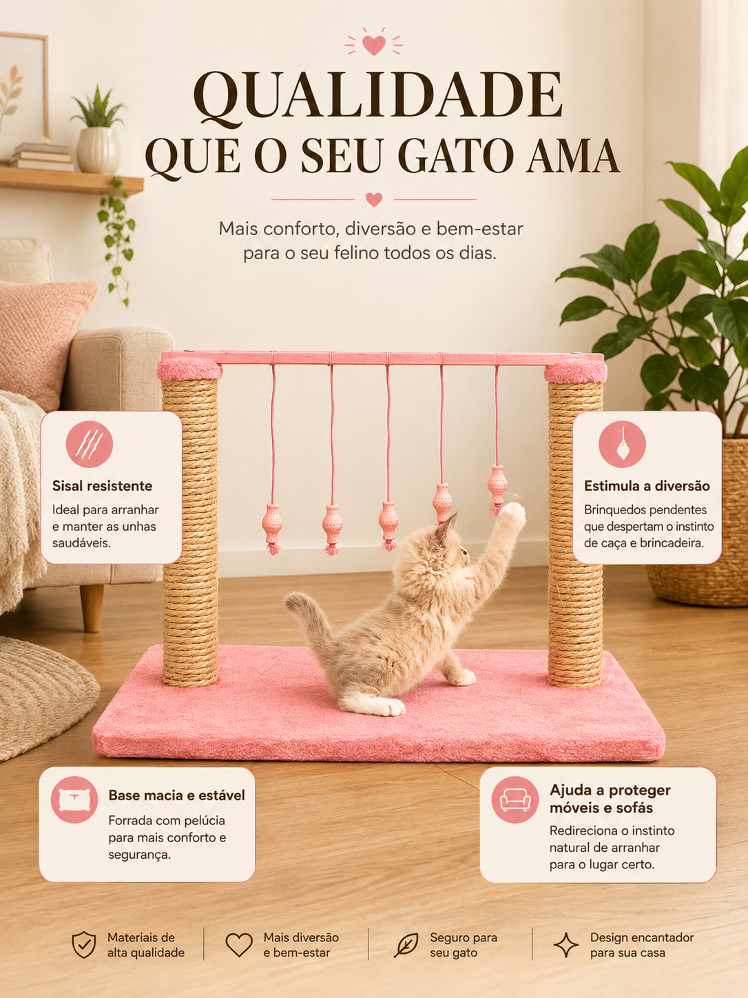 Arranhador Sisal Interativo Varal de Gato - Imagem 3