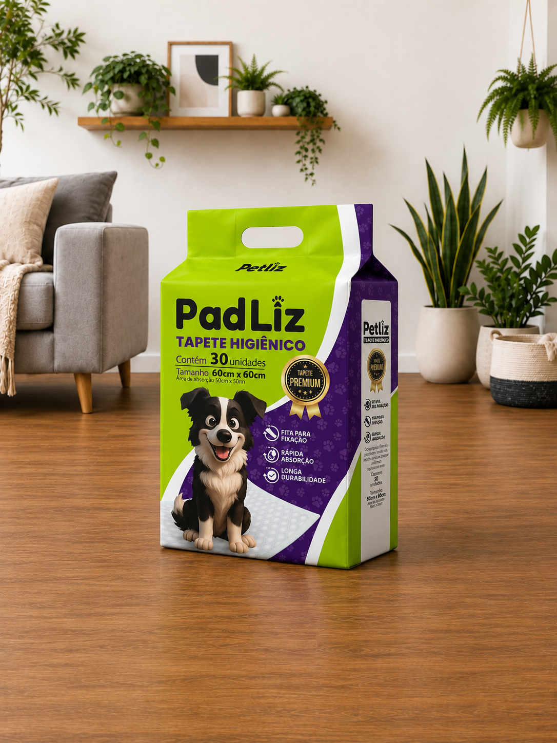 Tapete Higiênico Petliz PadLiz Premium 60x60cm – 30 Unidades