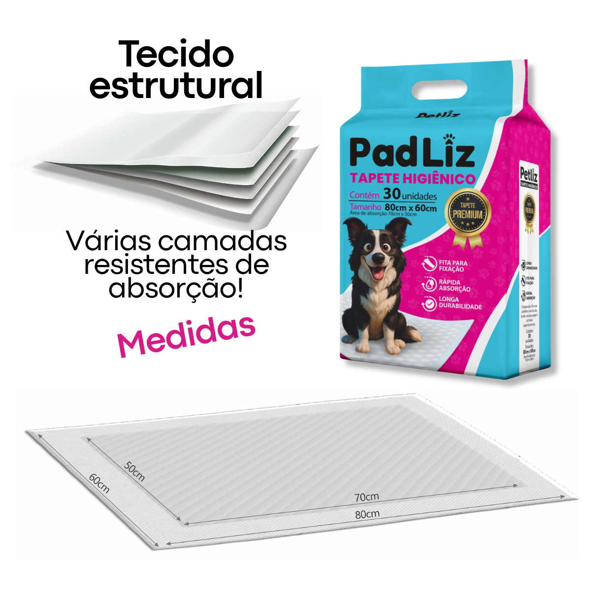 Tapete Higiênico PadLiz – Pacote com 30 Unidades - Imagem 6