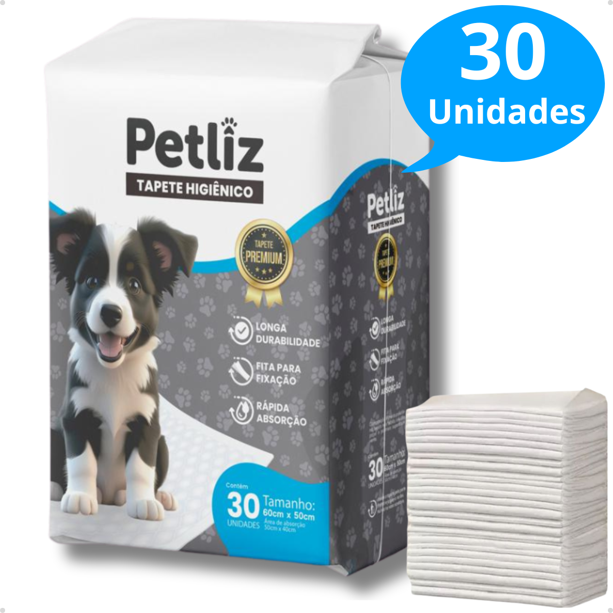 Tapete Higiênico Petliz - 30 unidades